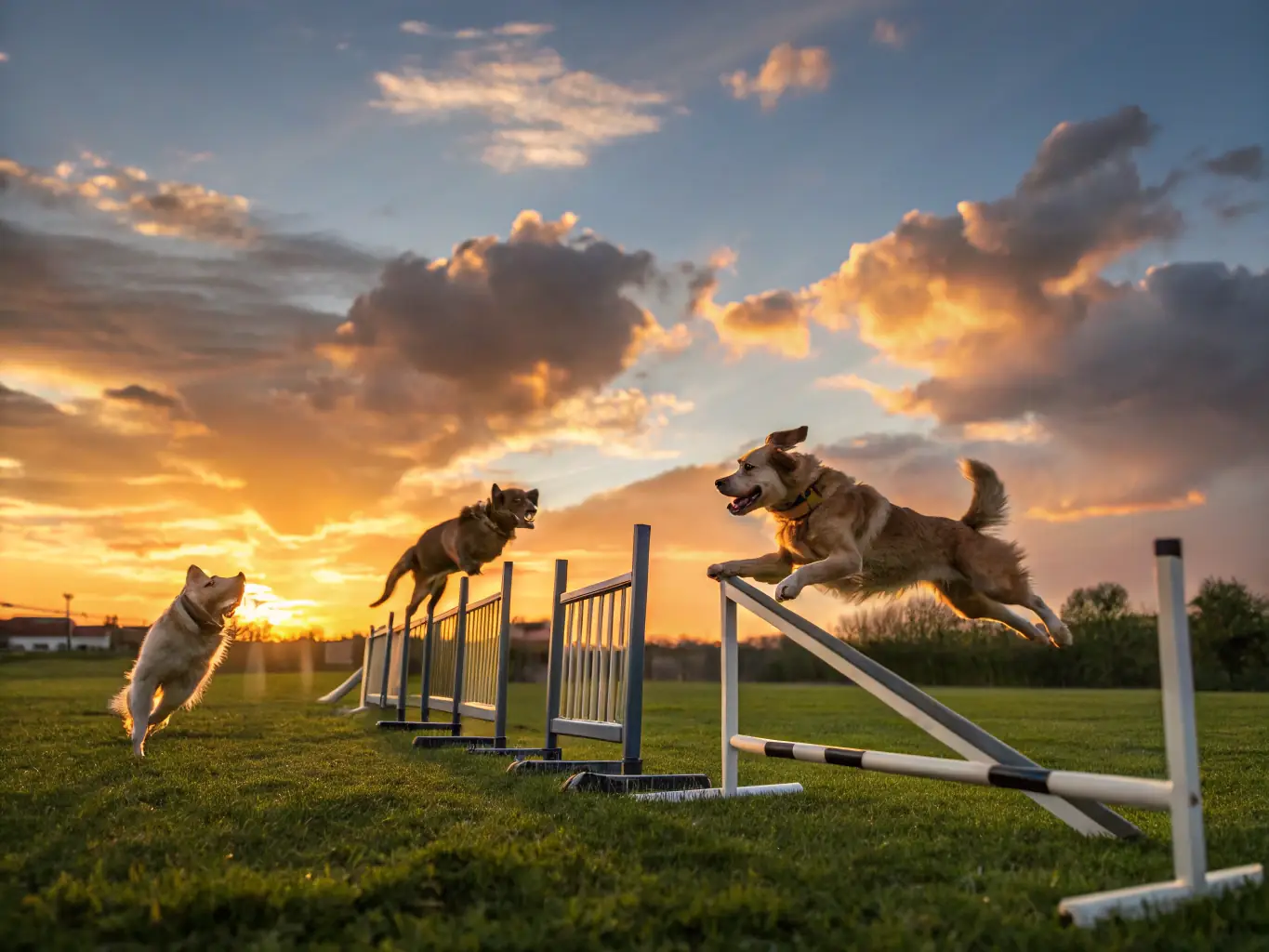 An action shot of a mixed-breed dog confidently running through a tire jump during an advanced agility competition, demonstrating skill and precision.